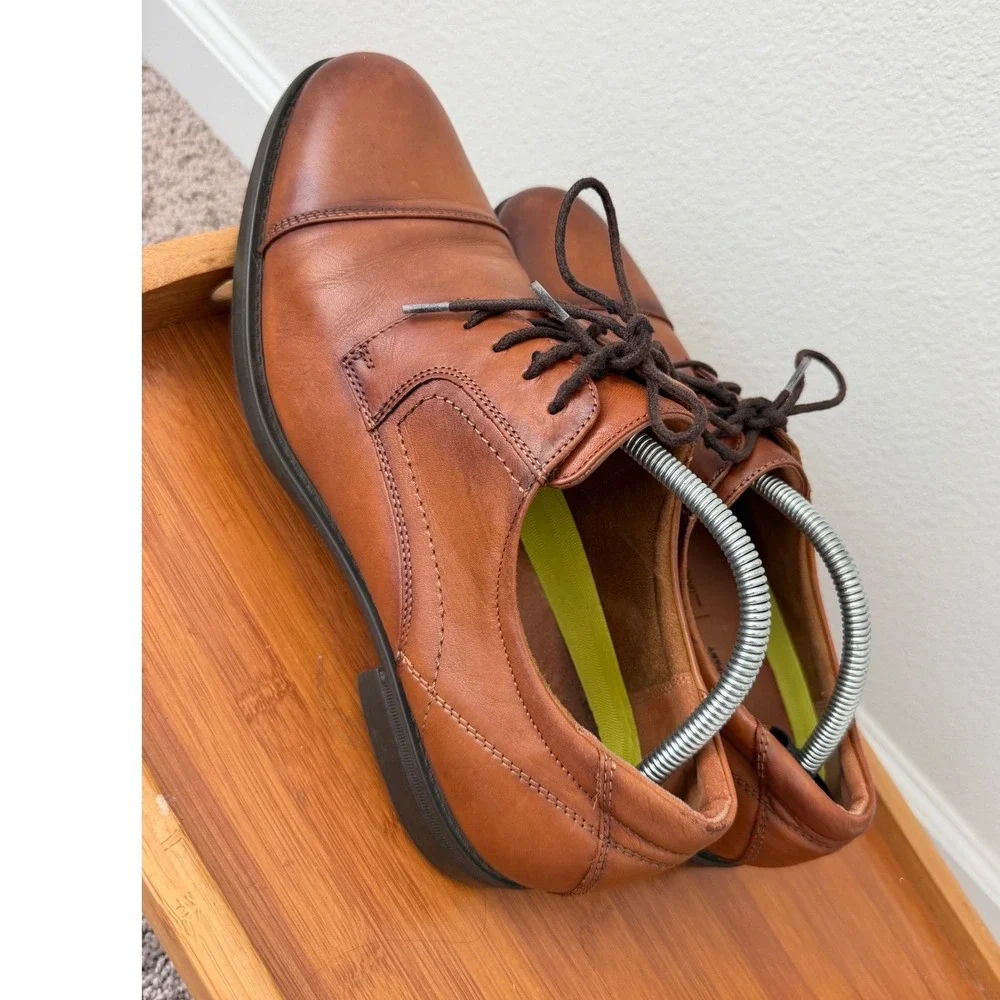 Florsheim Mens 11578-221 Cognac Brown Leather Cap Toe Comfortech Derby Shoes 11D